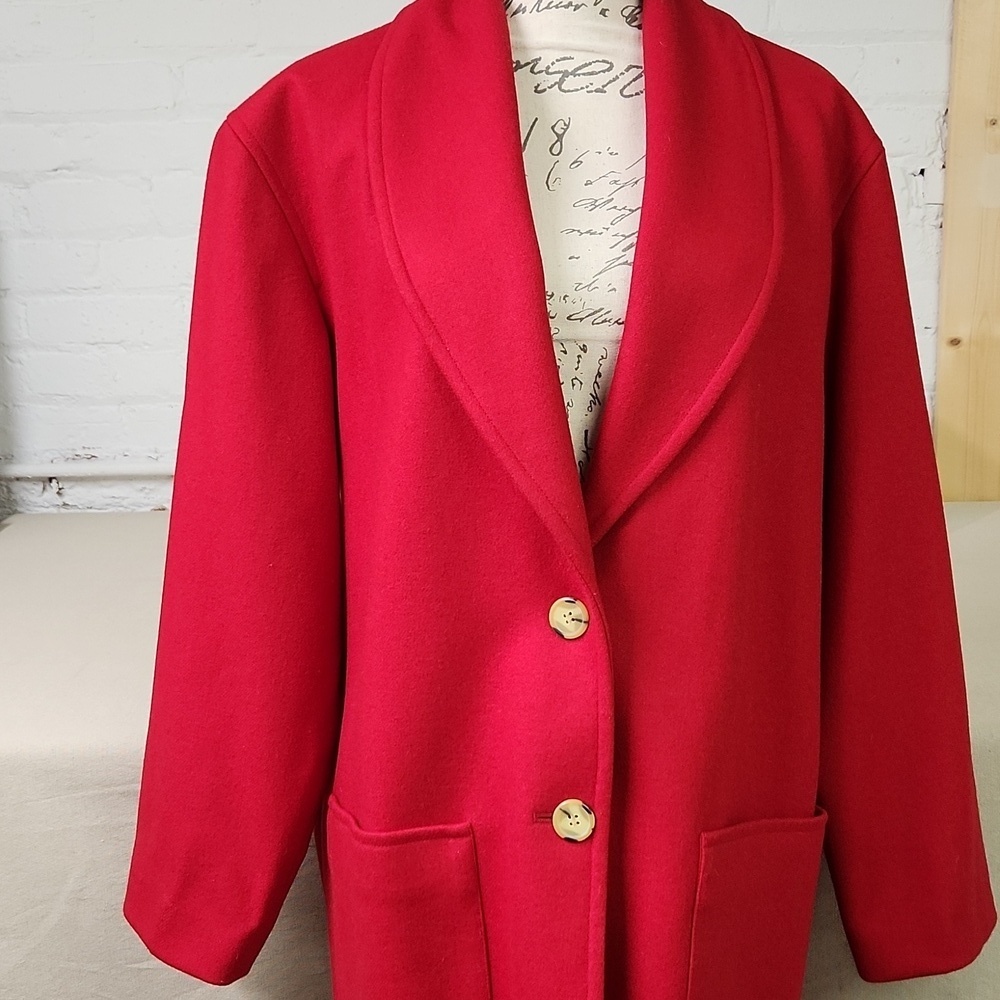 Fieldgear Wool Red Vintage 90s Coat Size MED Oversized